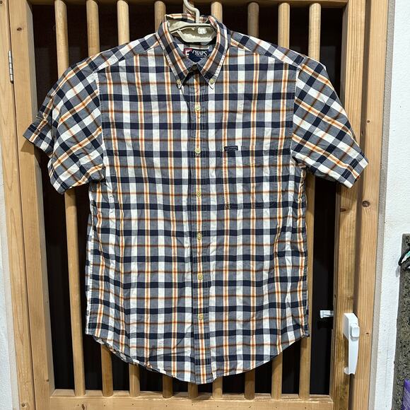 Chaps x Ralph Lauren Button Up Shirt Men Size M Blue Yellow Red Plaid Cotton - Picture 2 of 7